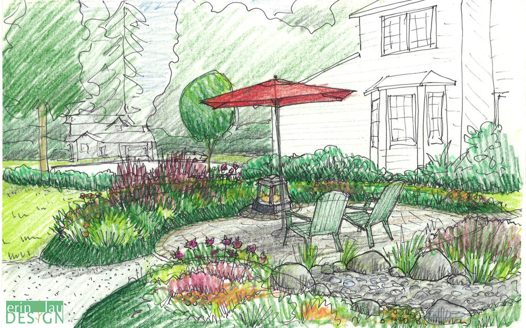 Mounded planting patio_design_sketch