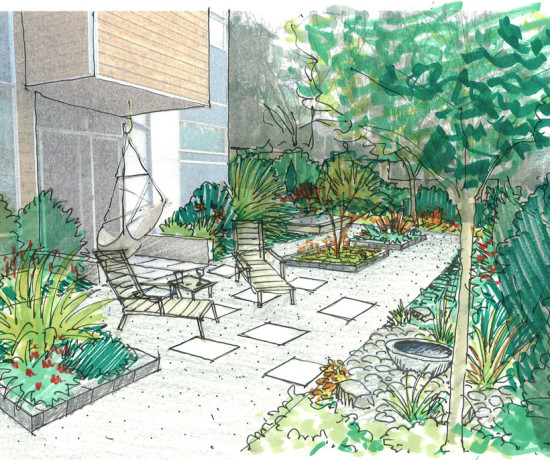 Sketch for design of the townhouse garden.