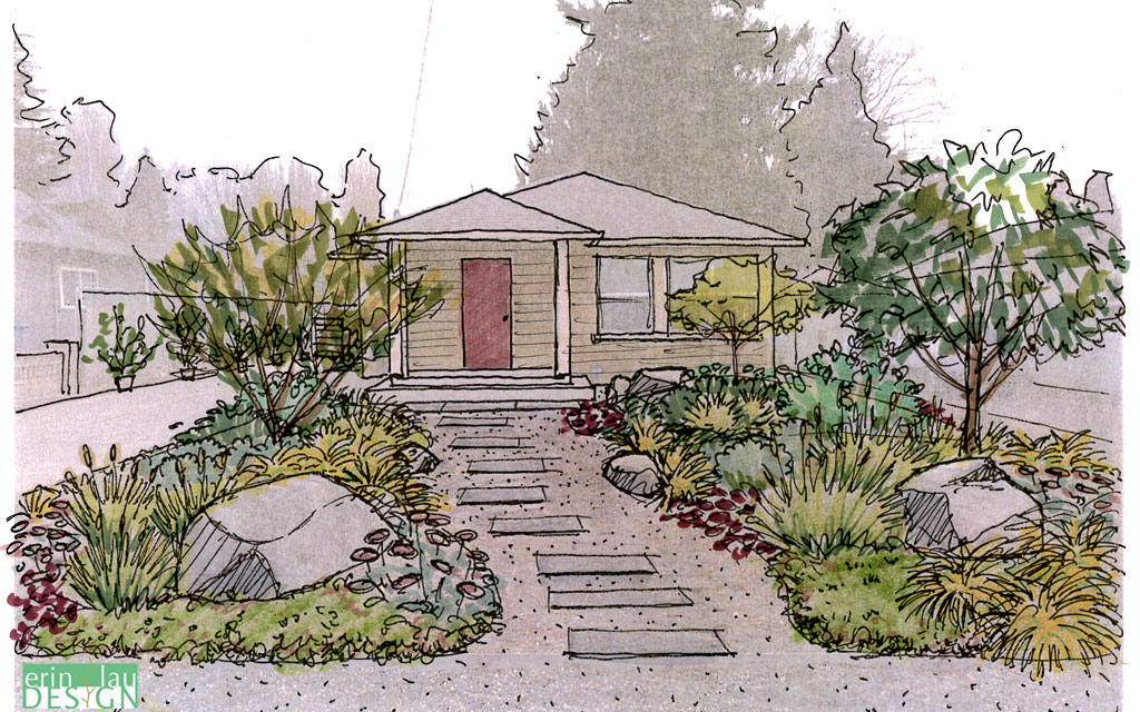 Front entry path sketch
